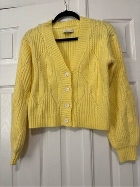 Calligraphie Butter Yellow Wool Blend Knit‎ Cardigan